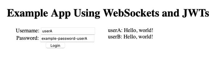 Example application using WebSockets and JWTs Example application using WebSockets and JWTs