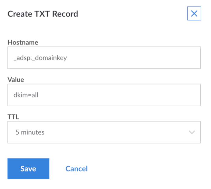 Linode DNS Manager add ADSP TXT record Linode DNS Manager add ADSP TXT record