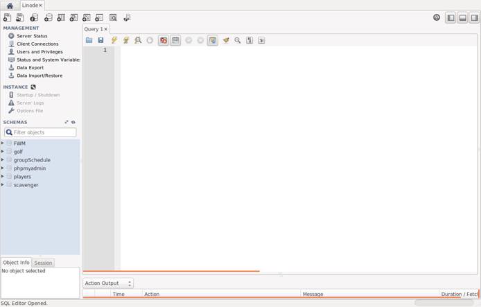 The database screen The database screen