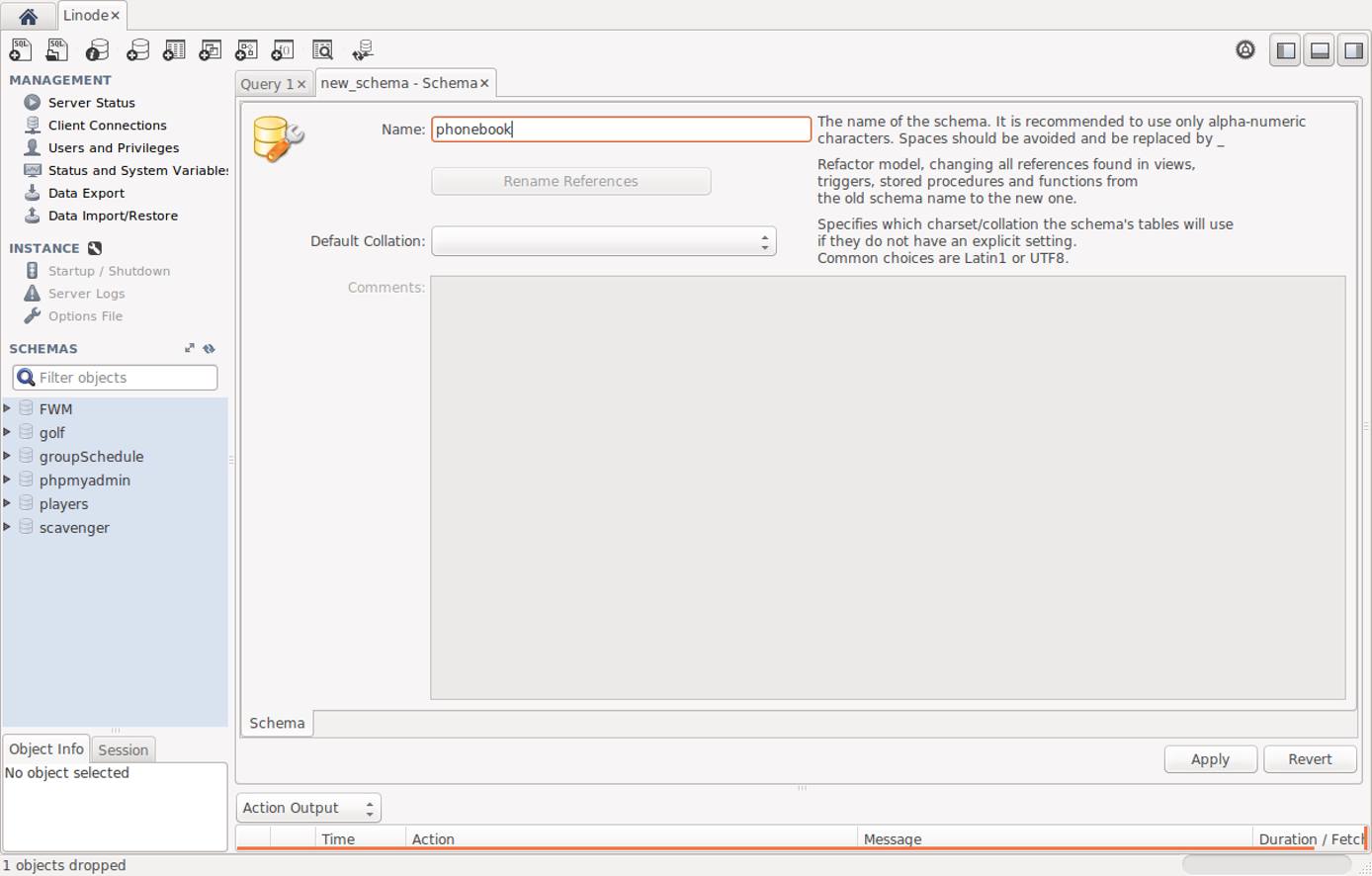 The new schema dialog The new schema dialog