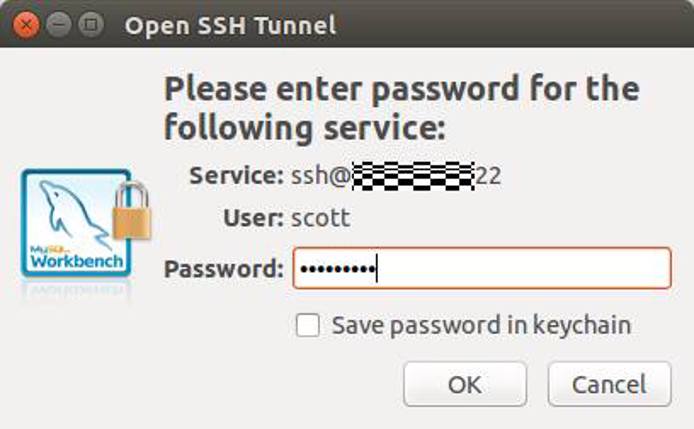 The SSH password dialog The SSH password dialog
