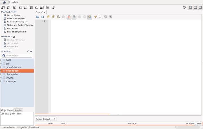 The currently selected database is displayed in bold print The currently selected database is displayed in bold print