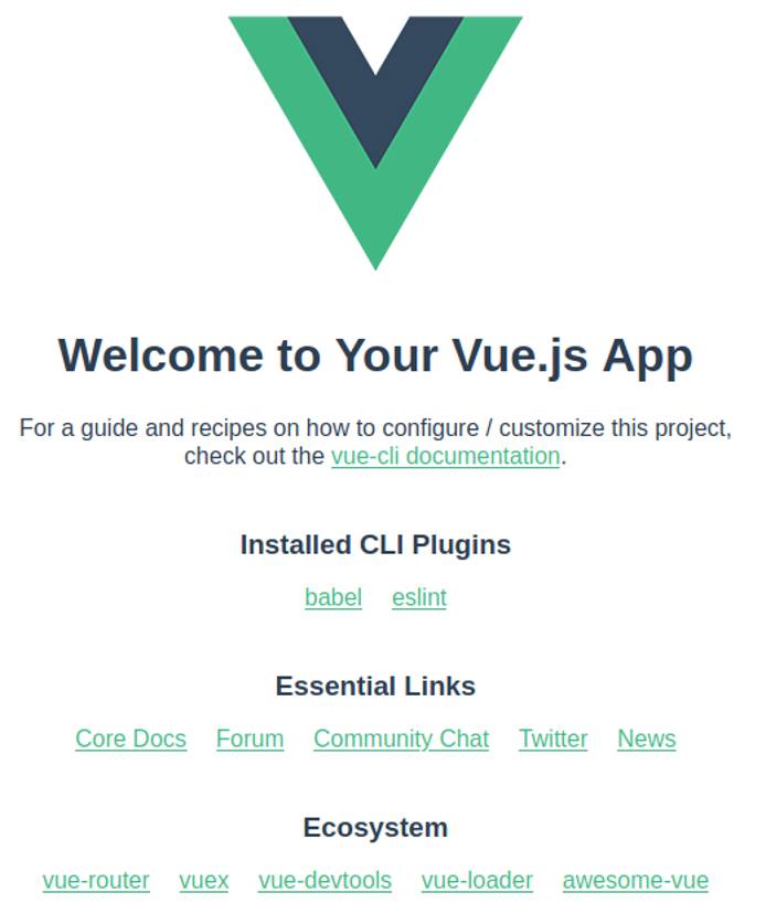 VueJS Welcome Screen VueJS Welcome Screen