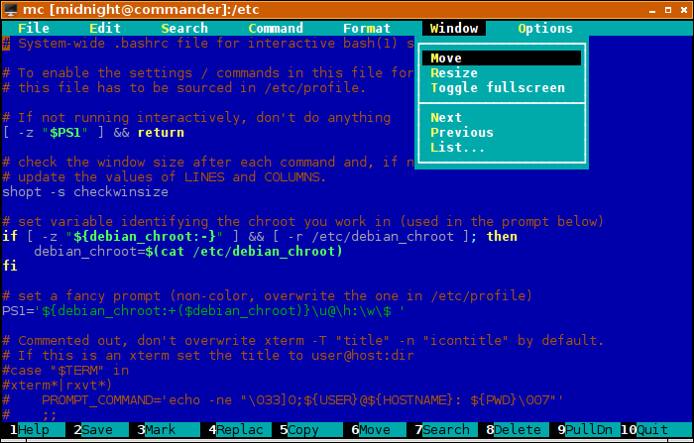 Midnight Commander’s Editor mcedit with Syntax Highlighting Active Midnight Commander’s Editor mcedit with Syntax Highlighting Active