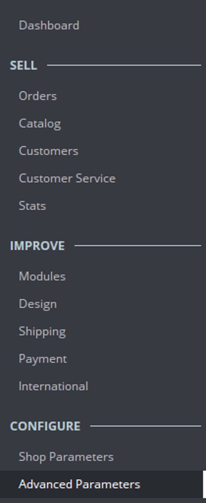 Far-left menu from PrestaShop Far-left menu from PrestaShop