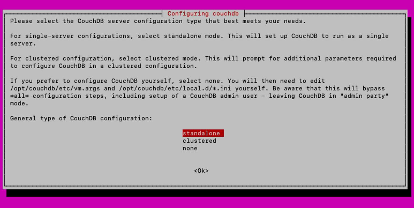 CouchDB configuration type selection CouchDB configuration type selection