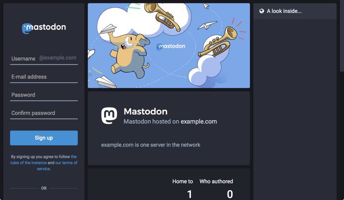 Mastodon Sign Up Screen Mastodon Sign Up Screen