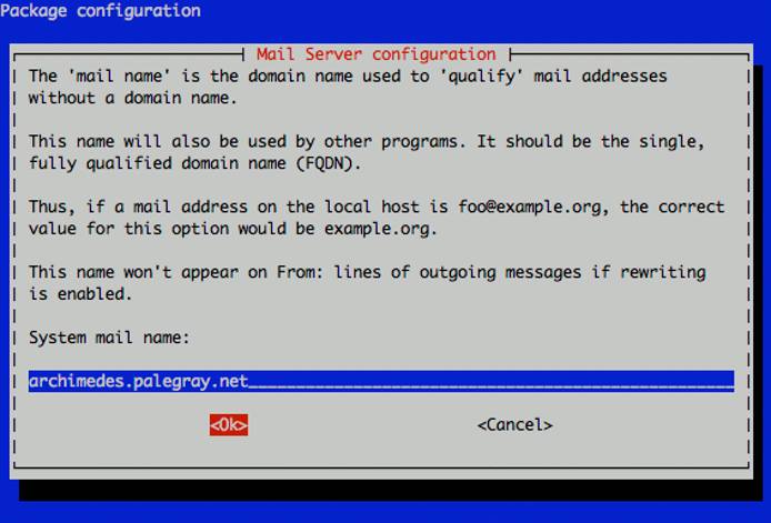 Exim4 system mail name configuration on Debian 5 (Lenny). Exim4 system mail name configuration on Debian 5 (Lenny).