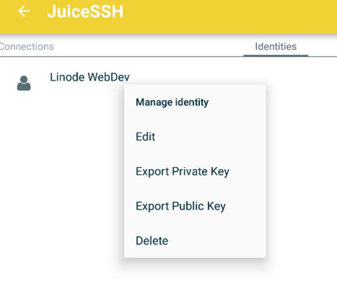 JuiceSSH Export SSH Key JuiceSSH Export SSH Key