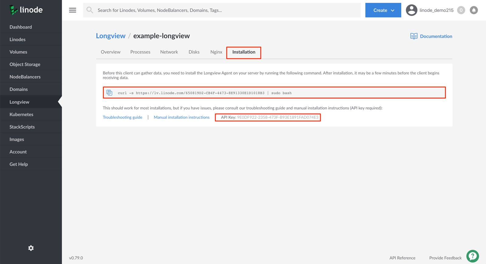 Longview’s installation tab