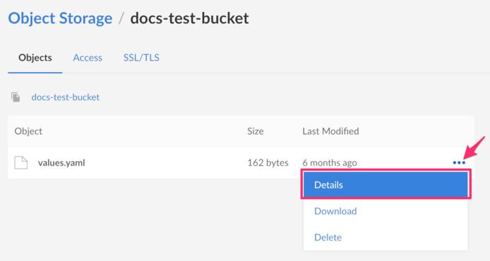 Object Storage Object Detail Menu Object Storage Object Detail Menu