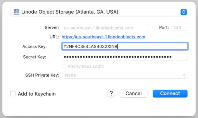 Screenshot of the Open Connection form Screenshot of the Open Connection form
